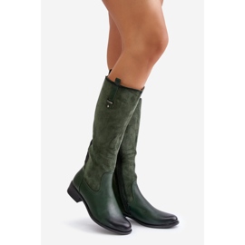 Jezzi Botas por encima de la rodilla de mujer con aislamiento y cremallera, verde Ivasira 1