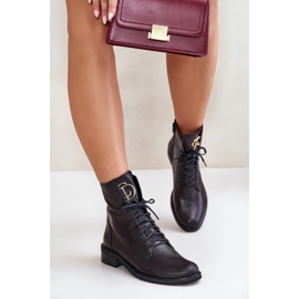 Zazoo 2955 Botines Worker De Piel Con Detalle Dorado En La Lengüeta, Negro 2 Zazoo 2955 Botines Worker De Piel Con Detalle Dorado En La Lengüeta, Negro 2