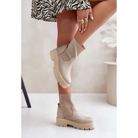 Zazoo 2947 Botas Slip-On para Mujer de Piel Natural, Beige 6