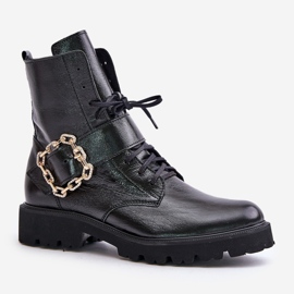 Zazoo 2951 Botines de charol con hebilla decorativa, negro 4