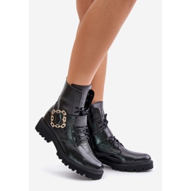 Zazoo 2951 Botines de charol con hebilla decorativa, negro 1