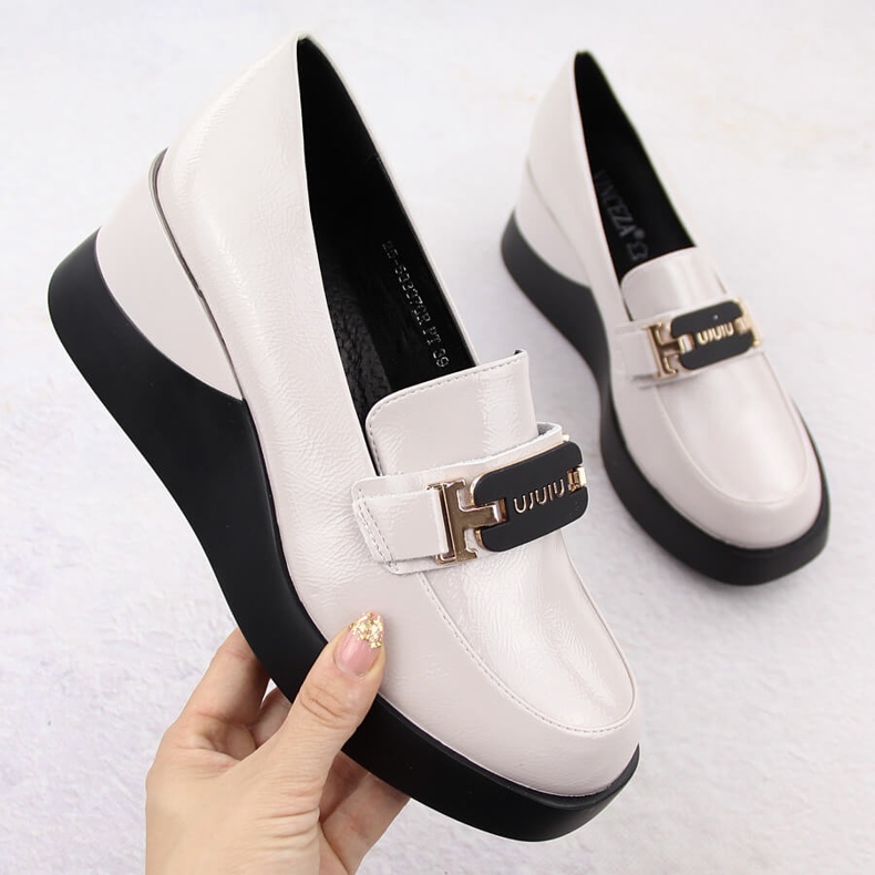 Zapatos cuña mujer piel gris Vinceza 58337 1