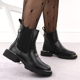 Botines Chelsea de piel para mujer, negro Goe OO2N4147 6