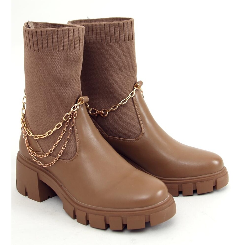 Botas estilo calcetín Mona Khaki marrón 1