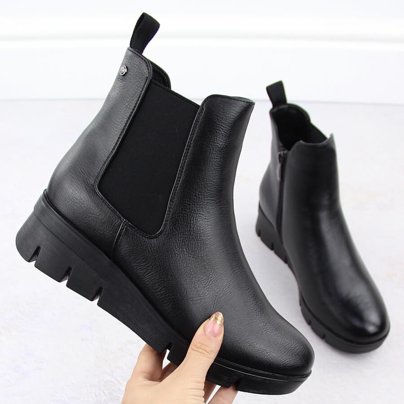 Botines de mujer con cuña, negro Potocki 12433 1