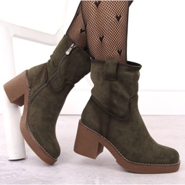 Botines de mujer de ante, verde, Potocki 51302 4