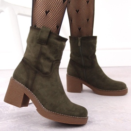 Botines de mujer de ante, verde, Potocki 51302 5