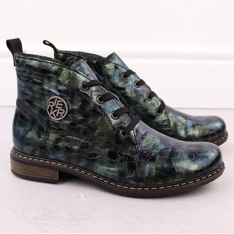 Botines de mujer charol verde croco Rieker 71205-90 2 Botines de mujer charol verde croco Rieker 71205-90 2