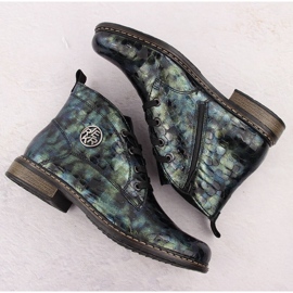 Botines de mujer charol verde croco Rieker 71205-90 3