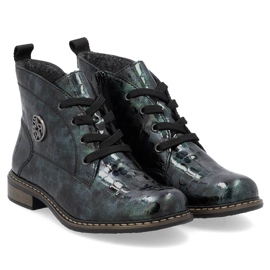 Botines de mujer charol verde croco Rieker 71205-90 12