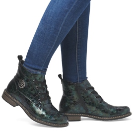 Botines de mujer charol verde croco Rieker 71205-90 13