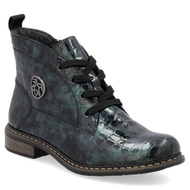 Botines de mujer charol verde croco Rieker 71205-90 7