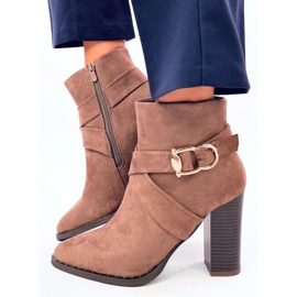 Botines tacón Janisa caqui marrón 4