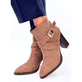 Botines tacón Janisa caqui marrón 3