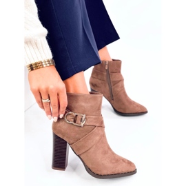 Botines tacón Janisa caqui marrón 5