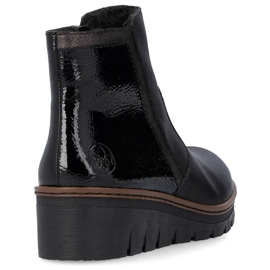 Cómodos botines de mujer charol negro Rieker X9150-00 8