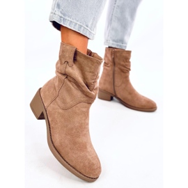 Botines tacón bajo Raney ante caqui beige 4