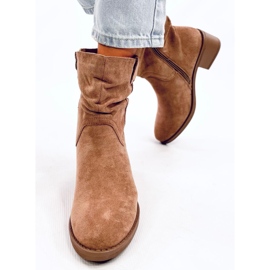 Botines tacón bajo Raney ante caqui beige 2