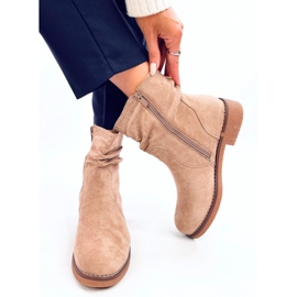 Botín Bracy Khaki con volantes beige 2
