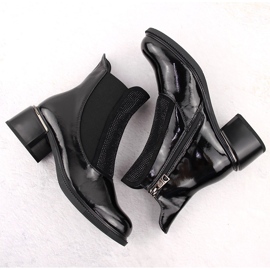 Botines de mujer Vinceza de charol negro con circonitas 3