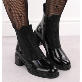 Botines de mujer Vinceza de charol negro con circonitas 6