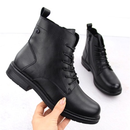 Botines de mujer con cordones en piel negra de Sergio Leone BT727-S negro 1