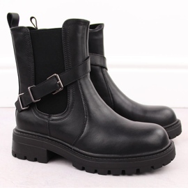 Botines de mujer de piel con hebilla negro Sergio Leone TR719-S 9