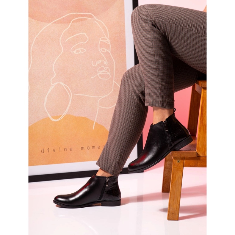 BUTDAM Botas otoño tacón plano piel negro Btz Aurora 1 BUTDAM Botas otoño tacón plano piel negro Btz Aurora 1