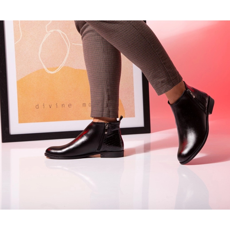 BUTDAM Botas otoño tacón plano piel negro Btz Aurora 2