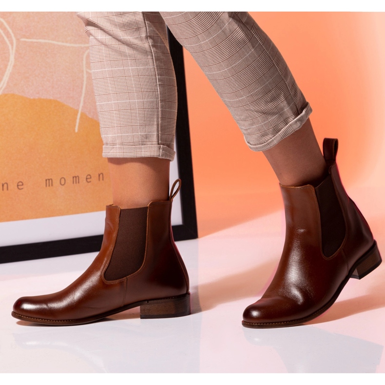 Botas Chelsea planas piel camel Butdam Stw marrón 1