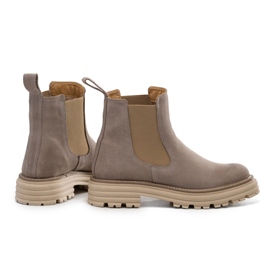 Botas Chelsea con suela gruesa, ante beige, Butdam Wos 1
