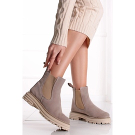 Botas Chelsea con suela gruesa, ante beige, Butdam Wos 2