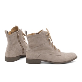 BUTDAM Botas de mujer de piel con cordones Trw, beige 3