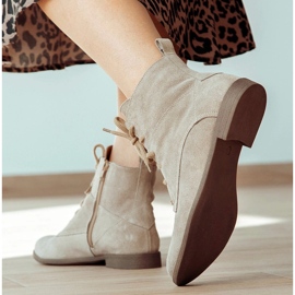 BUTDAM Botas de mujer de piel con cordones Trw, beige 4