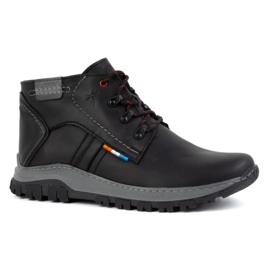 Olivier Zapatos de invierno de piel para hombre 119GT, negro 2