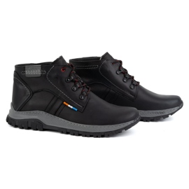 Olivier Zapatos de invierno de piel para hombre 119GT, negro 3