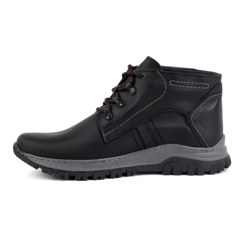 Olivier Zapatos de invierno de piel para hombre 119GT, negro 1