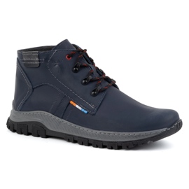 Olivier Zapatos de invierno de piel para hombre 119GT, azul marino 2