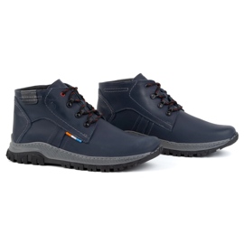 Olivier Zapatos de invierno de piel para hombre 119GT, azul marino 3