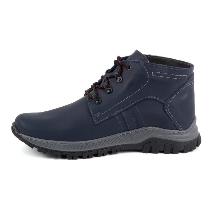 Olivier Zapatos de invierno de piel para hombre 119GT, azul marino 1