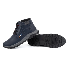 Olivier Zapatos de invierno de piel para hombre 119GT, azul marino 4
