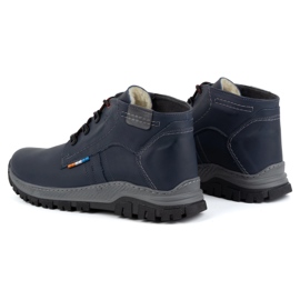 Olivier Zapatos de invierno de piel para hombre 119GT, azul marino 5