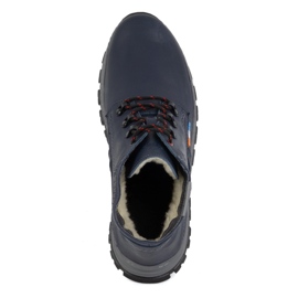 Olivier Zapatos de invierno de piel para hombre 119GT, azul marino 7
