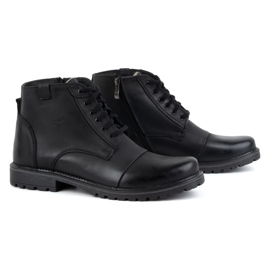 Olivier Botas de invierno de piel para hombre 137 azul marino – Zapatos con cremallera 3