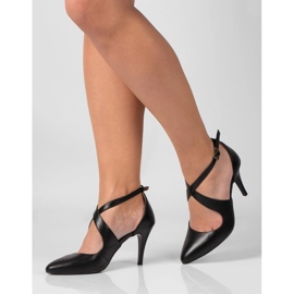 BUTDAM Tacones de baile Xena negros con punta en punta y tiras 1