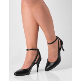 BUTDAM Livia tacones de baile con tira negra alrededor del tobillo negro 1
