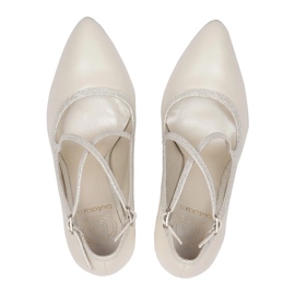 BUTDAM Zapatos de novia, tacones de baile con tiras cruzadas, crudo perla beige 3