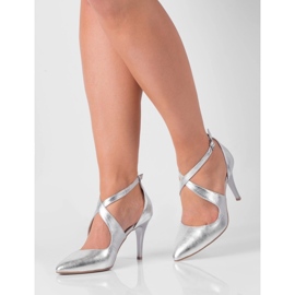 BUTDAM Tacones de baile Xena plateados con puntera en punta y tiras. plata 1