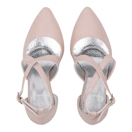 BUTDAM Stilettos de baile Xena rosa plateado con puntera crestada y tiras rosado 3