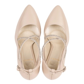 Zapatos de salón bajos con tiras cruzadas decorativas, beige BUTDAM 3